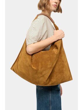 Staud Ronnie Bag in Tan Suede Hangbag Xlarge Tote Bag Purse